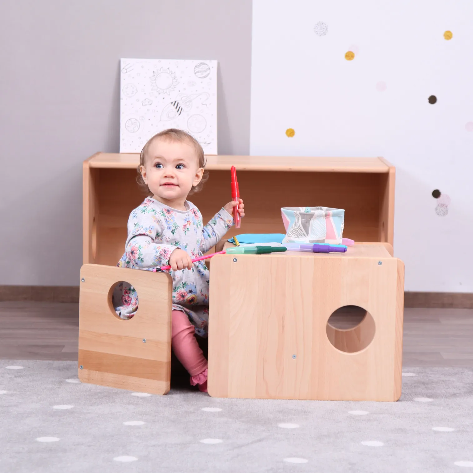 FINAL SALE Little set of Montessori cUbe chairs 1+2 - OLD VERSION