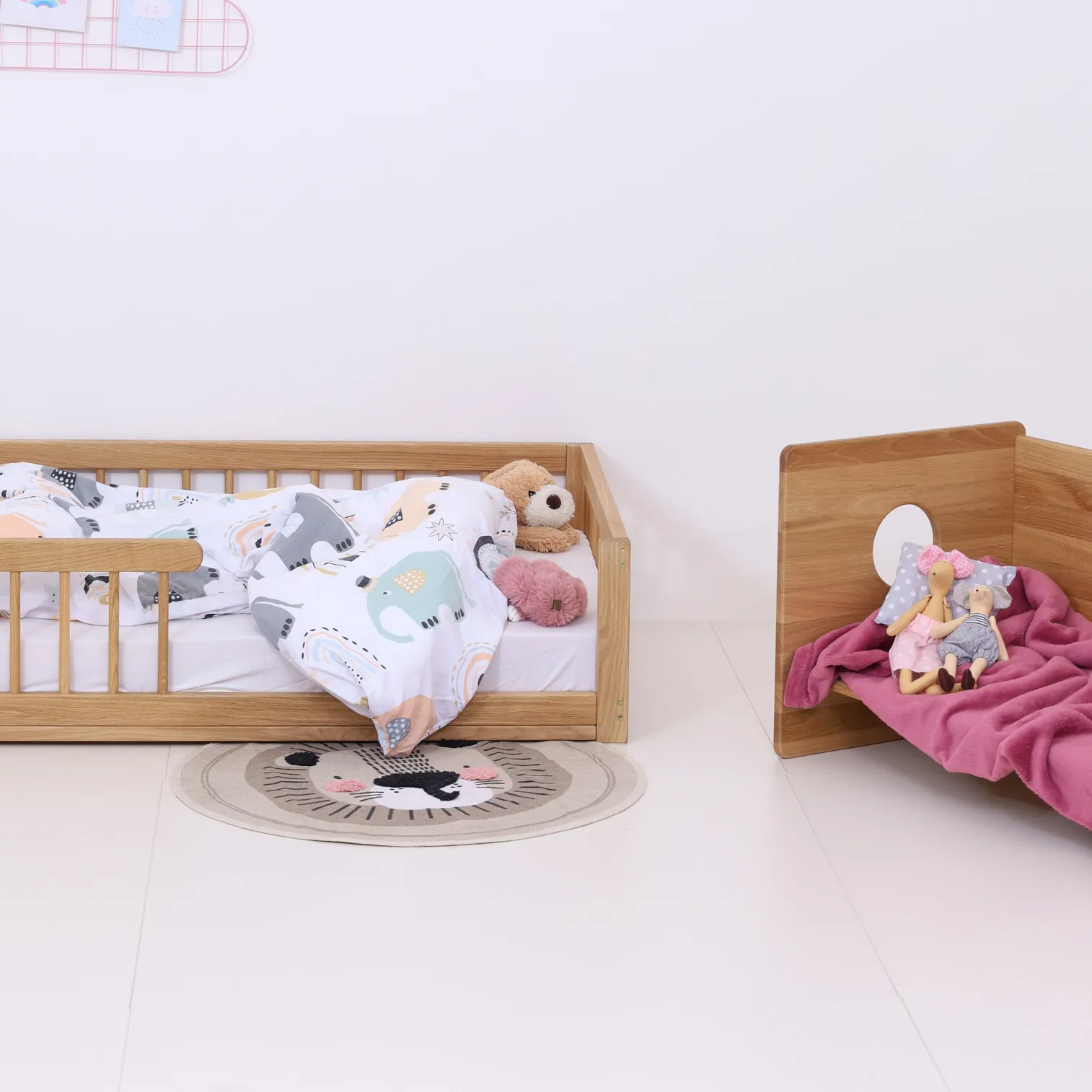 LUXURY OAK COLLECTION ! FLOORbed with rails and slatted bed base