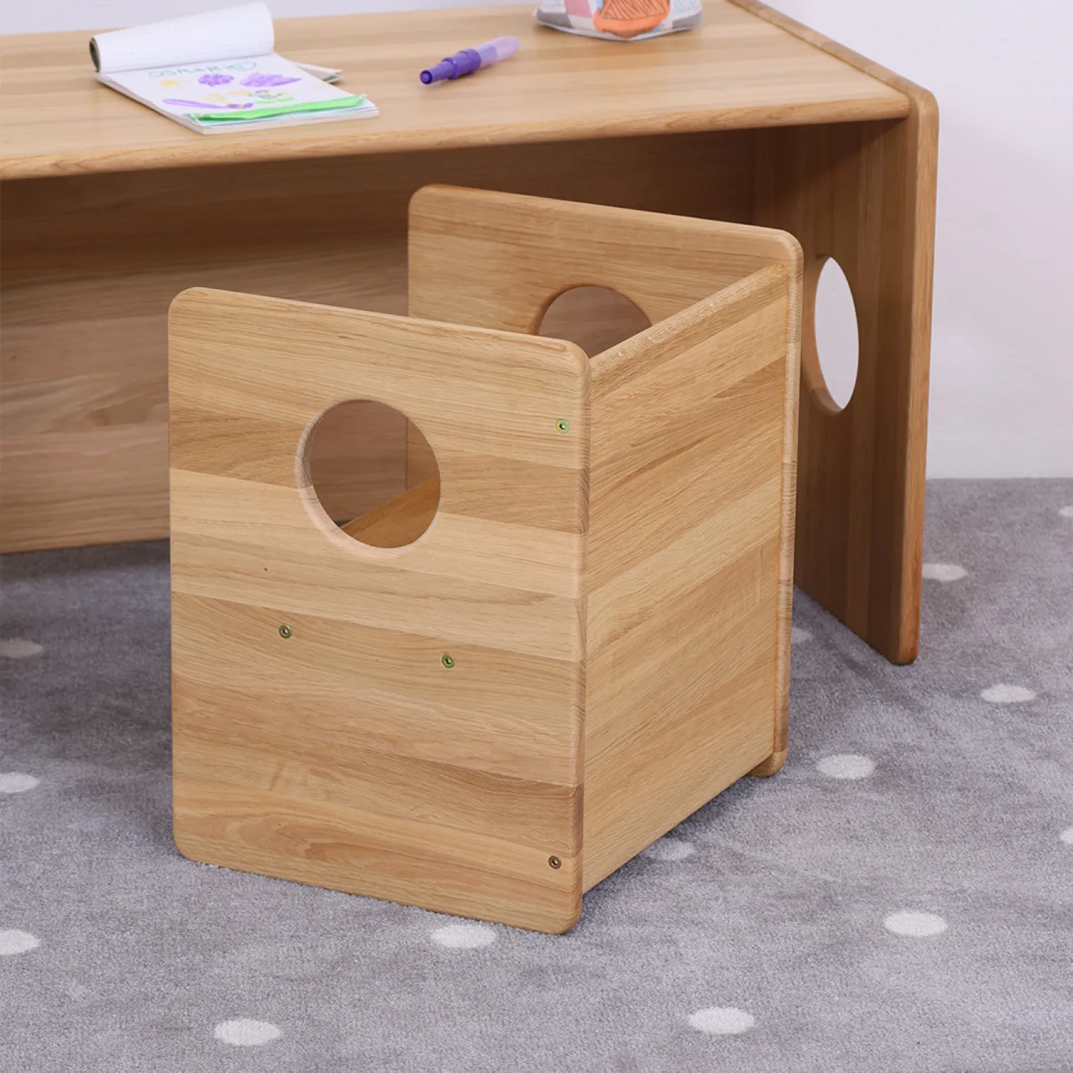 LUXURY OAK COLLECTION ! Big set of cube chairs - for 2-6 years