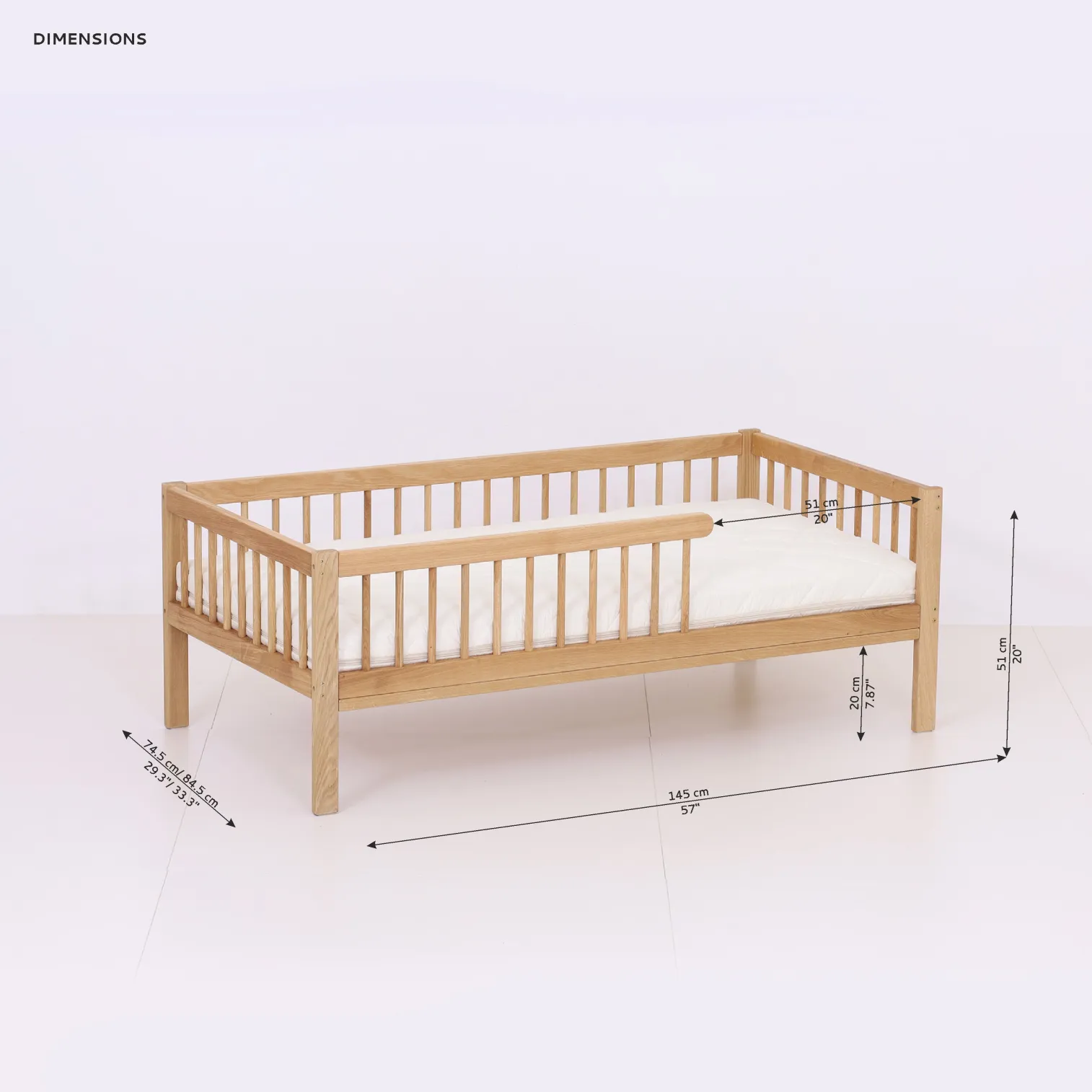 LUXURY OAK COLLECTION ! MONTEbed with rails and slatted bed base 140cm x 70 cm