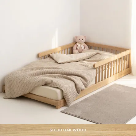Solid FSC-certified oak wood grain detail, premium smooth finish
